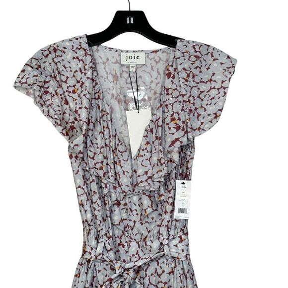 Joie Blue Floral Print Nell Silk Blend Ruffle Jumpsuit | Size 4 - Picture 4 of 11